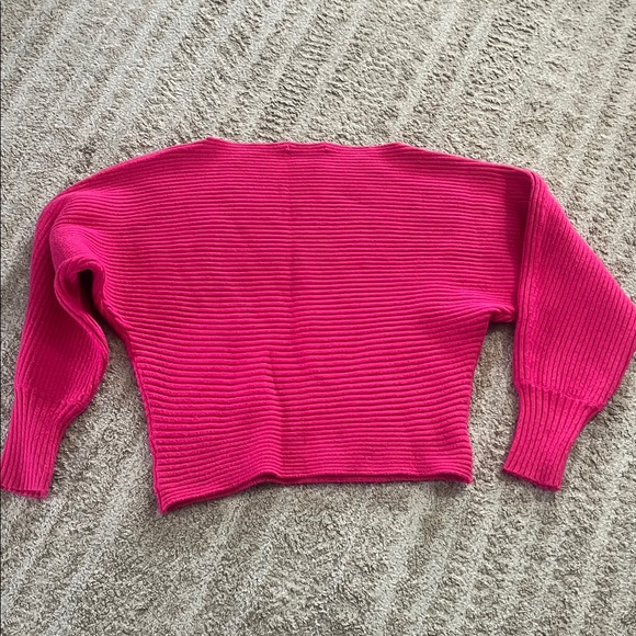 By Anthropologie Ribbed Pullover Pink Wide Neck Sweater Small - Picture 13 of 14